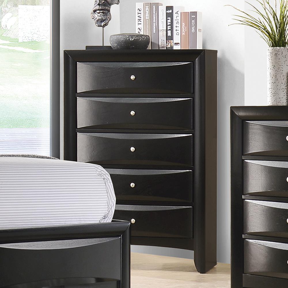 Briana Black Rectangular 5-Drawer Chest by Coaster at Eve Furniture