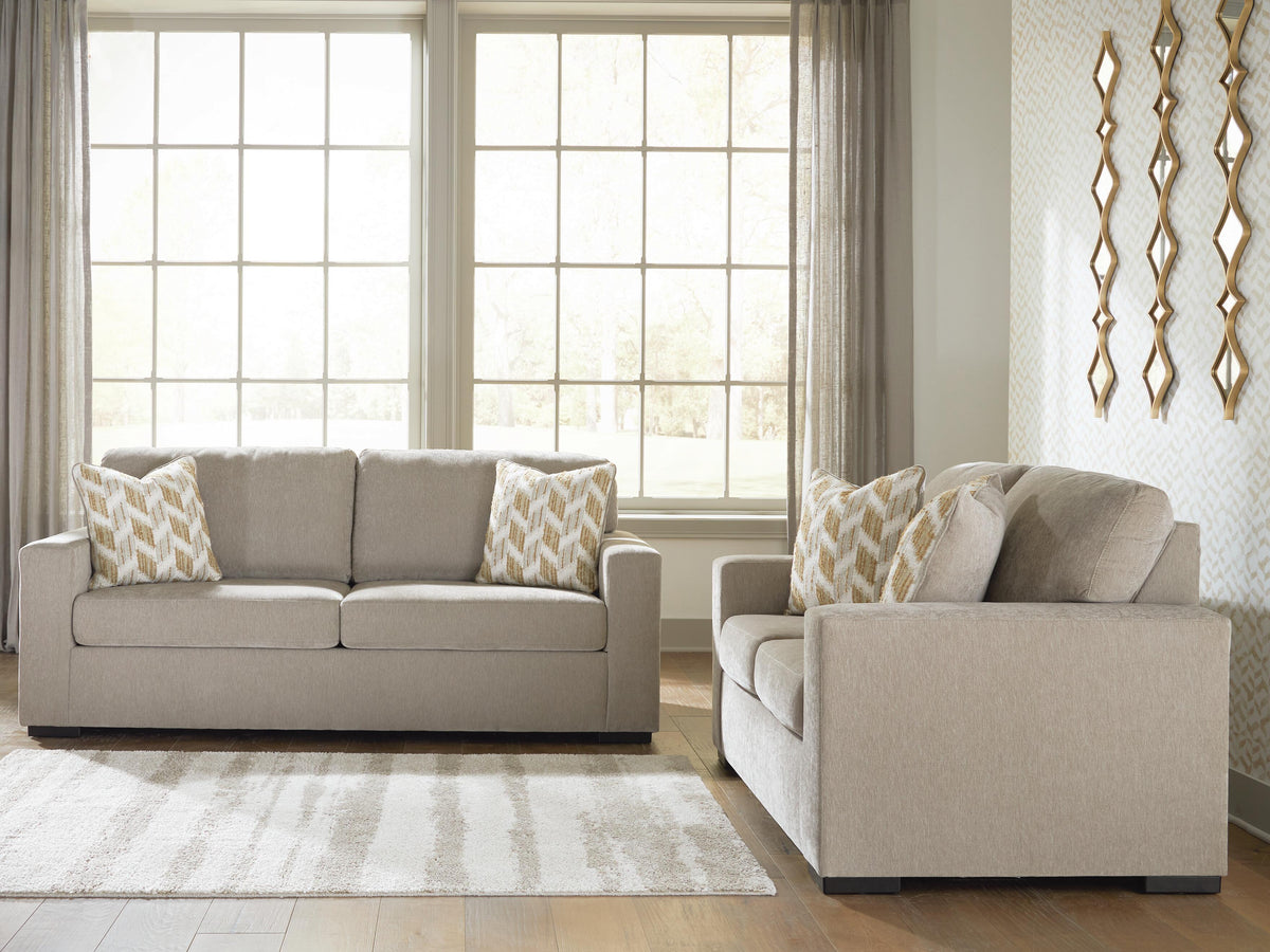 Bridgepoint Stone Sofa and Loveseat by Ashley at Eve Furniture