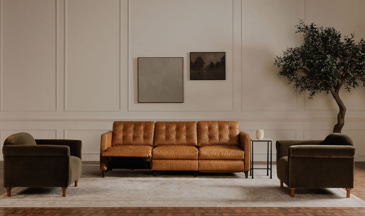 Bridgers Power Recliner Sofa Tan Leather by Moe's Home at Eve Furniture