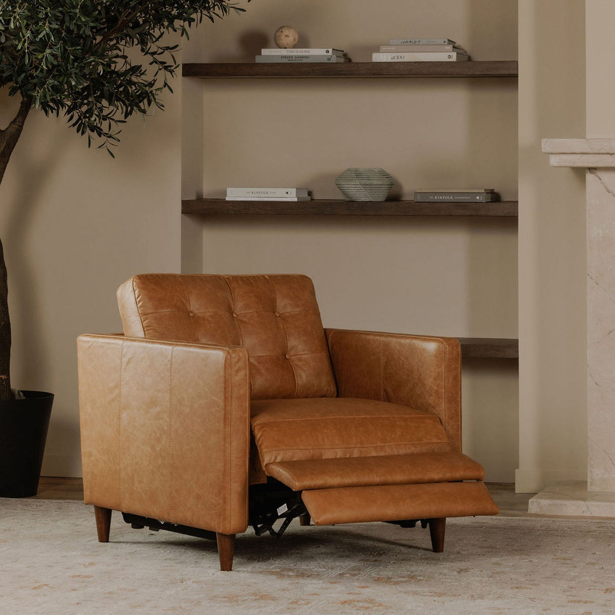 Bridgers Tan Leather Power Recliner Chair by Moe's Home at Eve Furniture