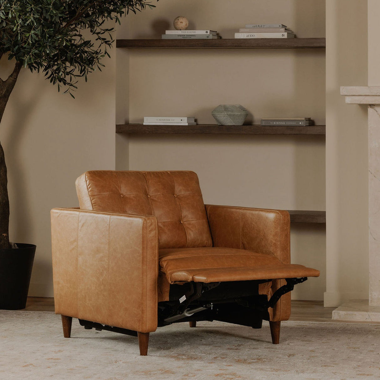 Bridgers Tan Leather Power Recliner Chair by Moe's Home at Eve Furniture