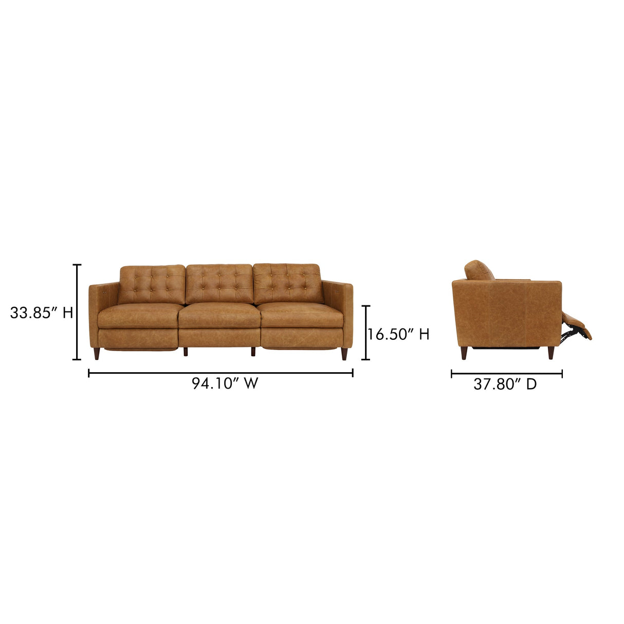 Bridgers Tan Leather Power Recliner Sofa by Moe's Home at Eve Furniture