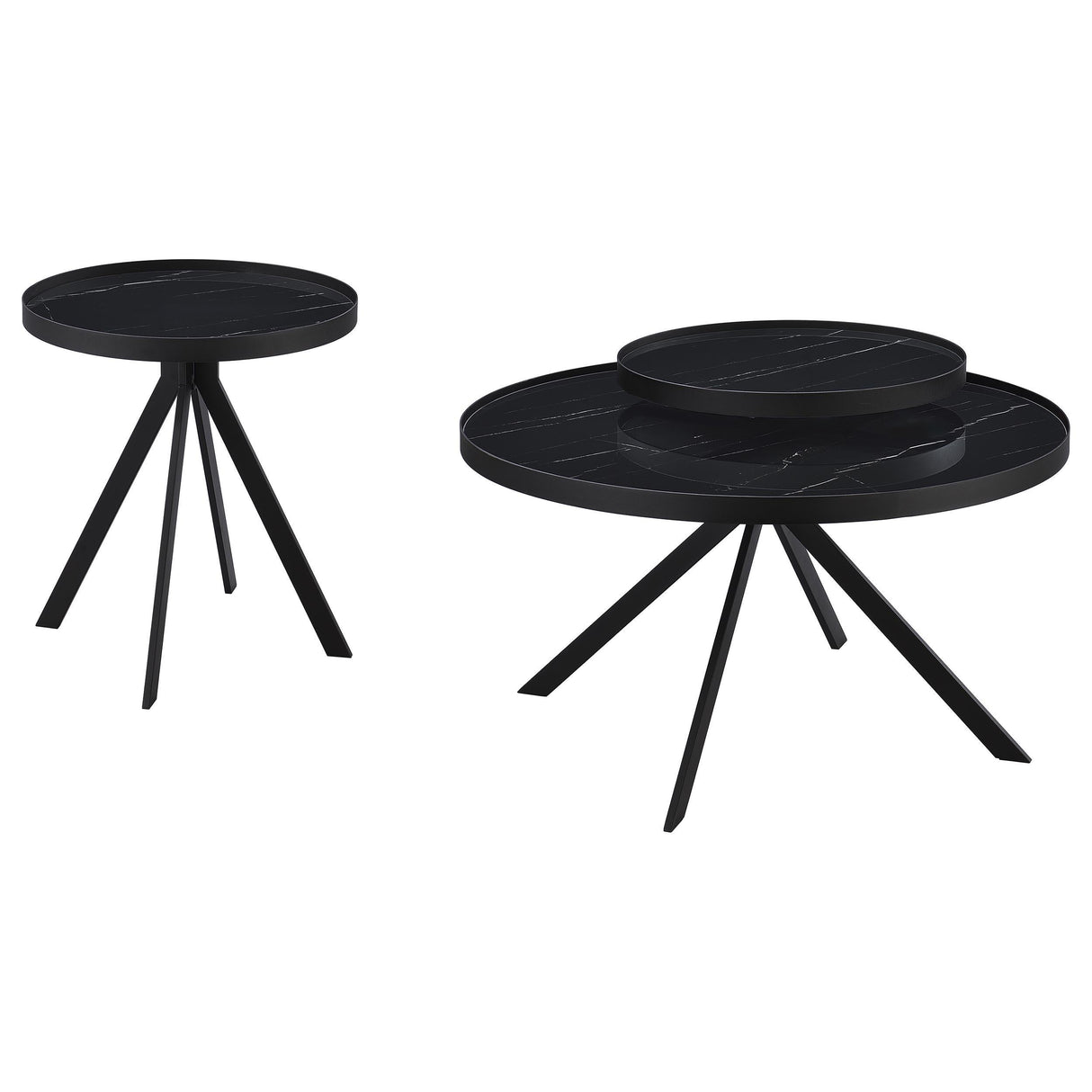 Briggs Black 2-Piece Round Coffee and End Table Set by Coaster at Eve Furniture