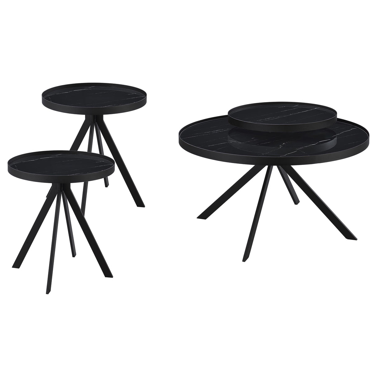 Briggs Black 3-Piece Round Coffee and End Table Set by Coaster at Eve Furniture