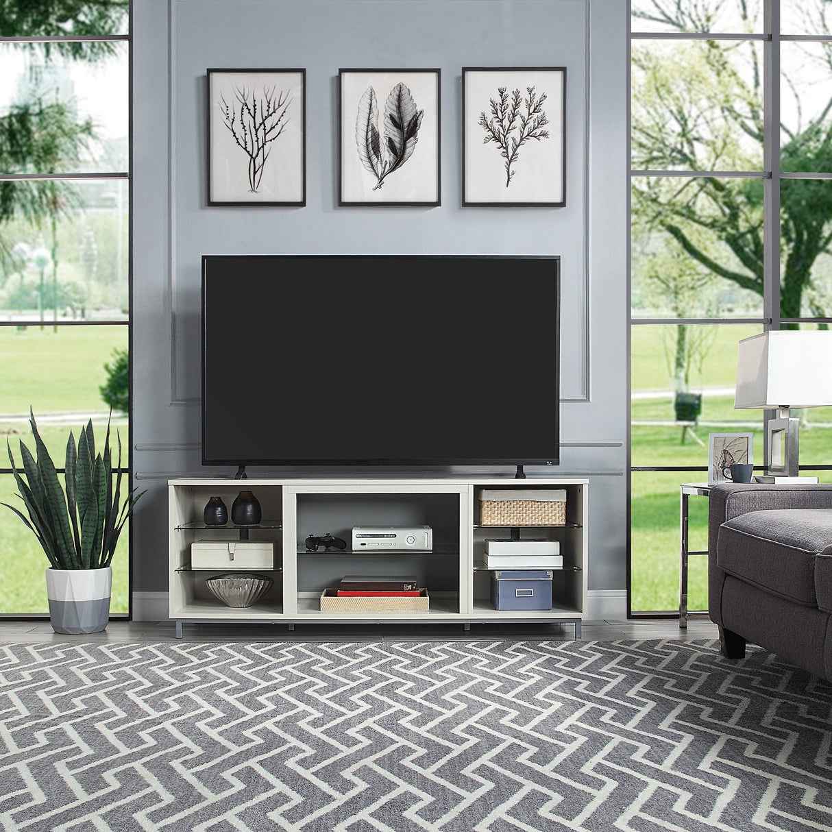 Brighton 60" TV Stand in Beige by Manhattan Comfort at Eve Furniture