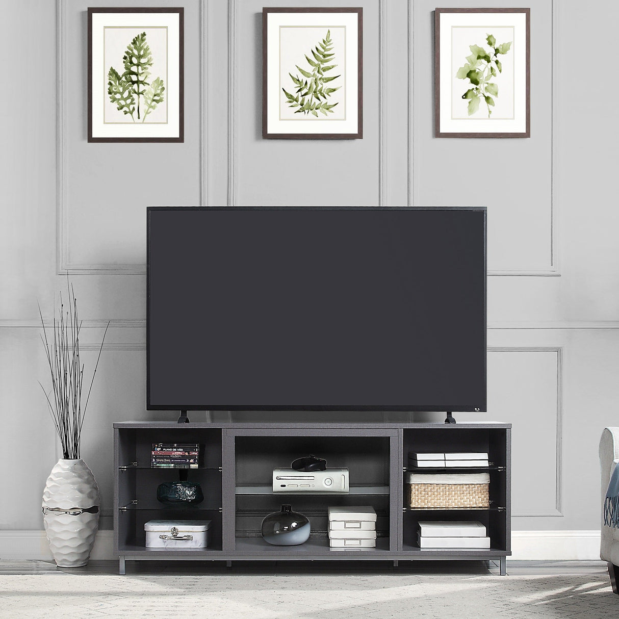 Brighton 60" TV Stand in Grey by Manhattan Comfort at Eve Furniture