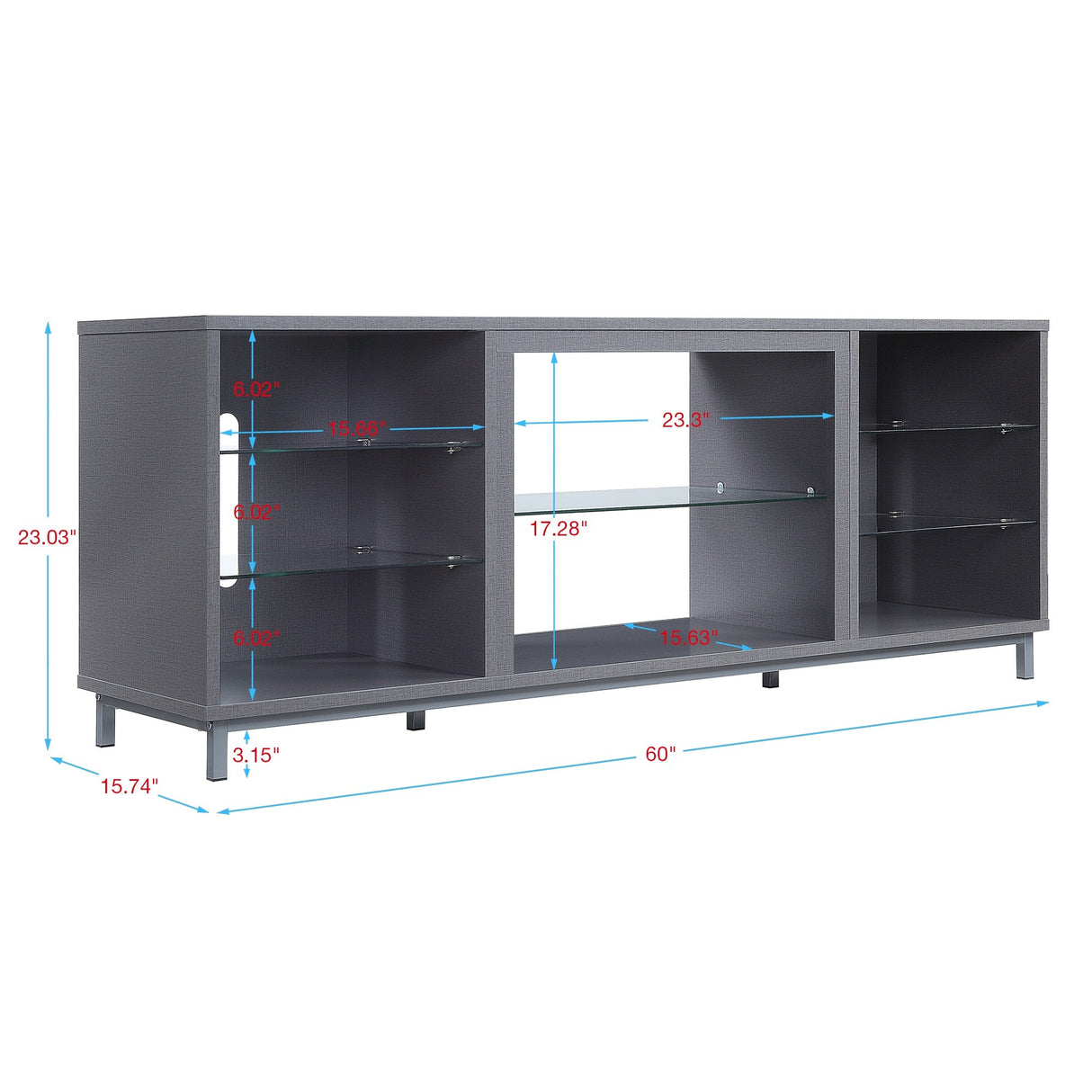 Brighton 60" TV Stand in Grey by Manhattan Comfort at Eve Furniture