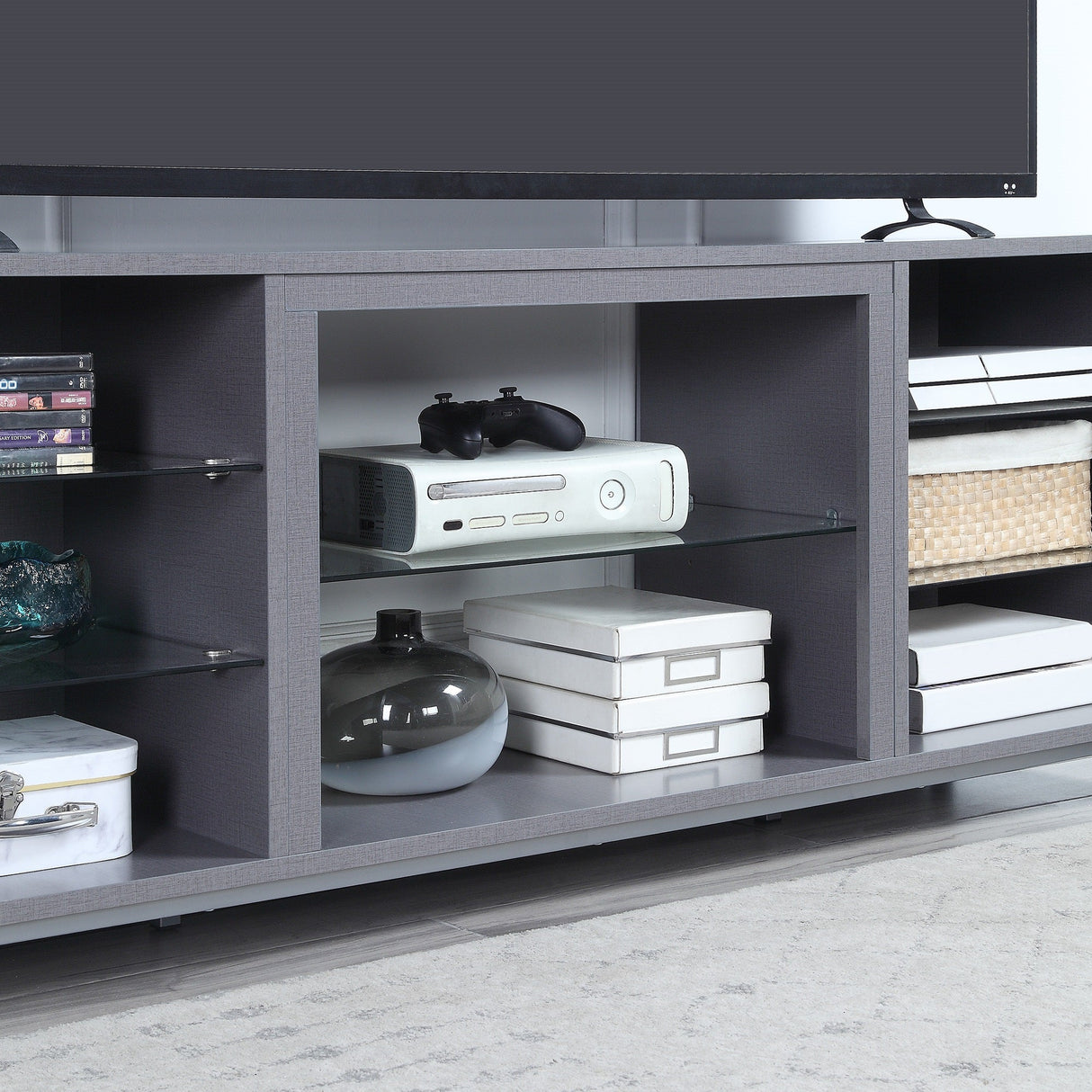Brighton 60" TV Stand in Grey by Manhattan Comfort at Eve Furniture