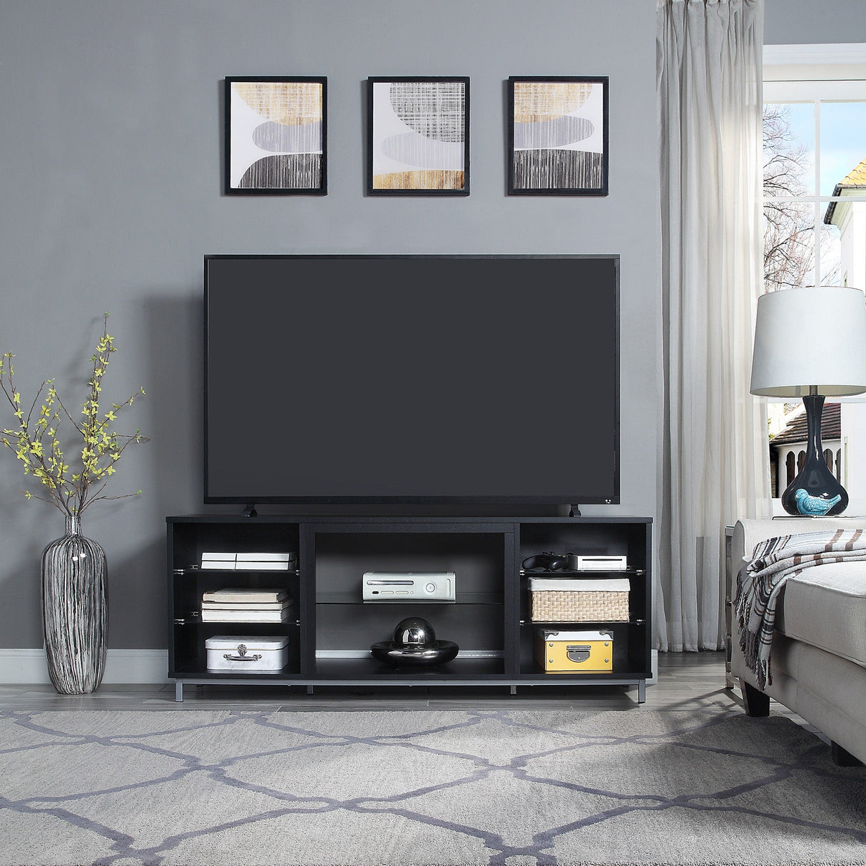 Brighton 60" TV Stand in Onyx by Manhattan Comfort at Eve Furniture