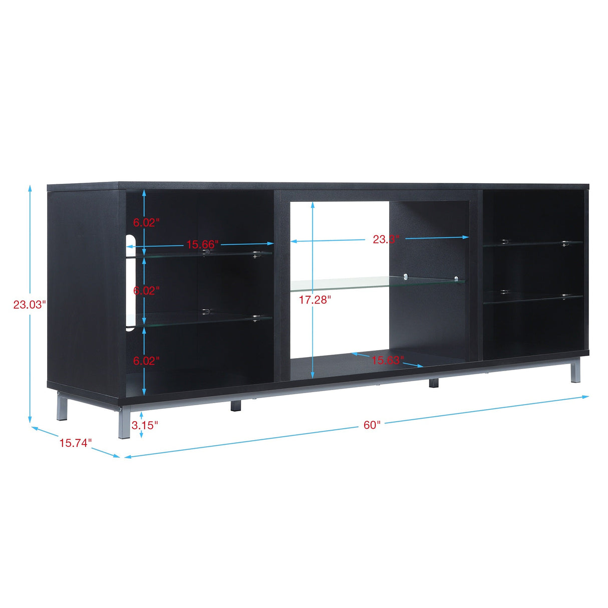 Brighton 60" TV Stand in Onyx by Manhattan Comfort at Eve Furniture