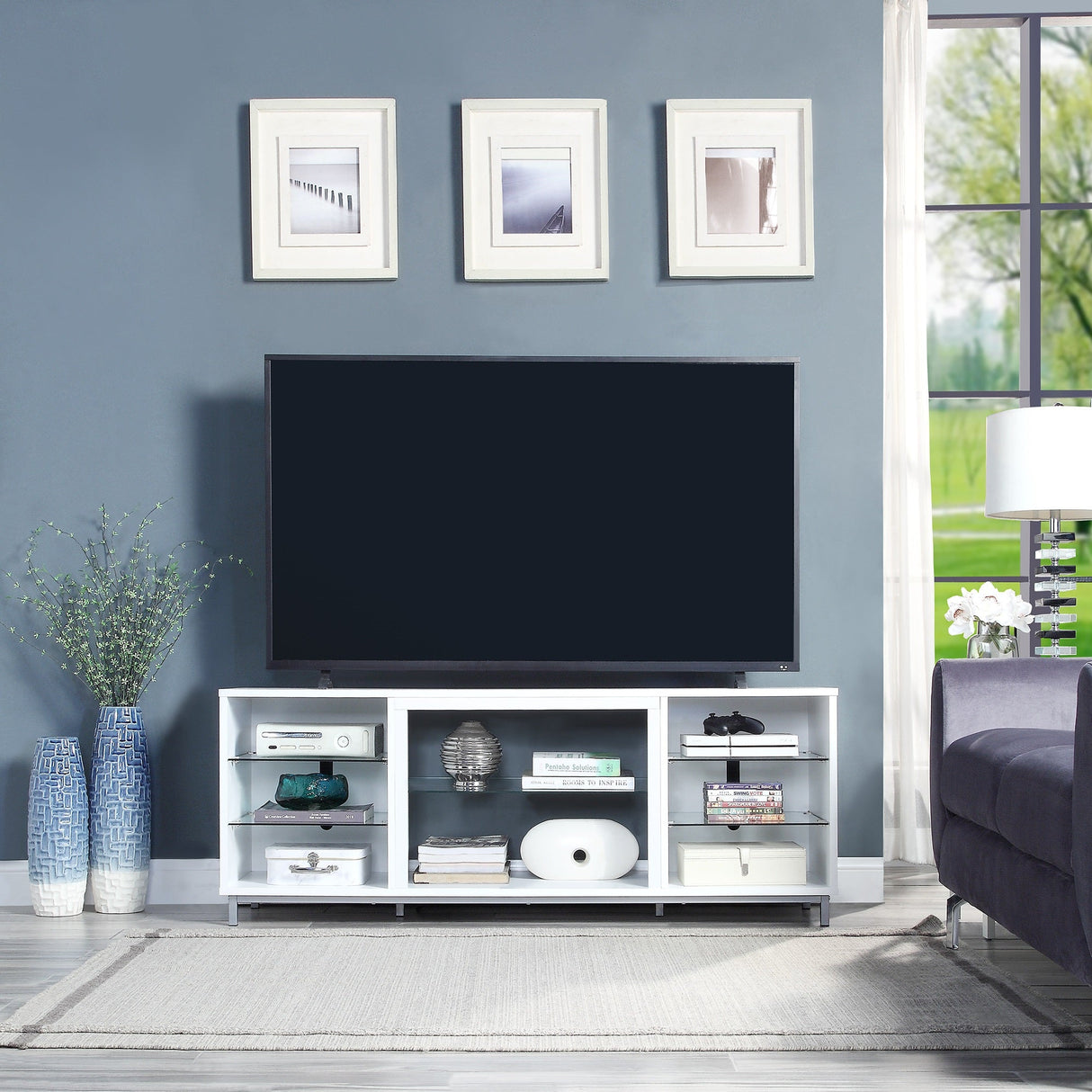 Brighton 60" TV Stand in White by Manhattan Comfort at Eve Furniture