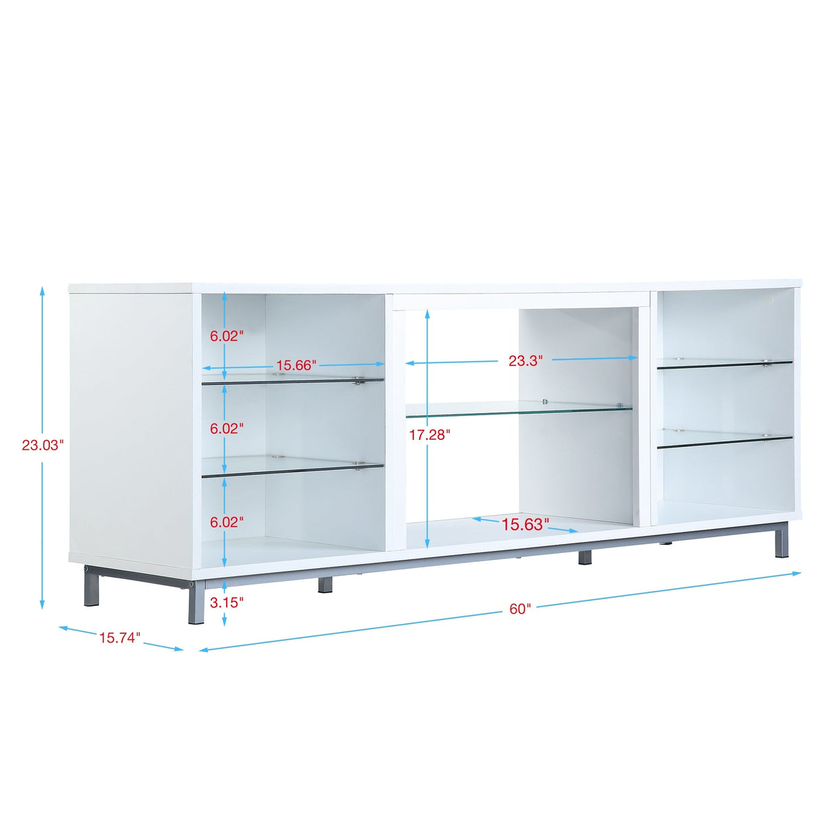 Brighton 60" TV Stand in White by Manhattan Comfort at Eve Furniture
