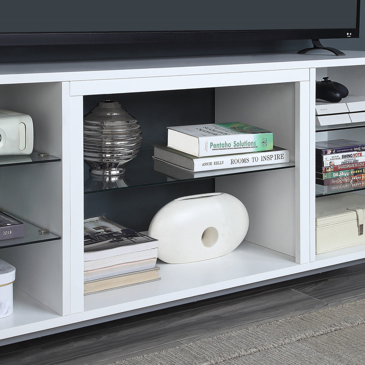Brighton 60" TV Stand in White by Manhattan Comfort at Eve Furniture