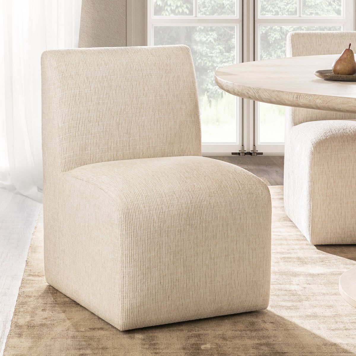 Brighton Beige Vanilla Dining Chair with Casters by Classic Home at Eve Furniture