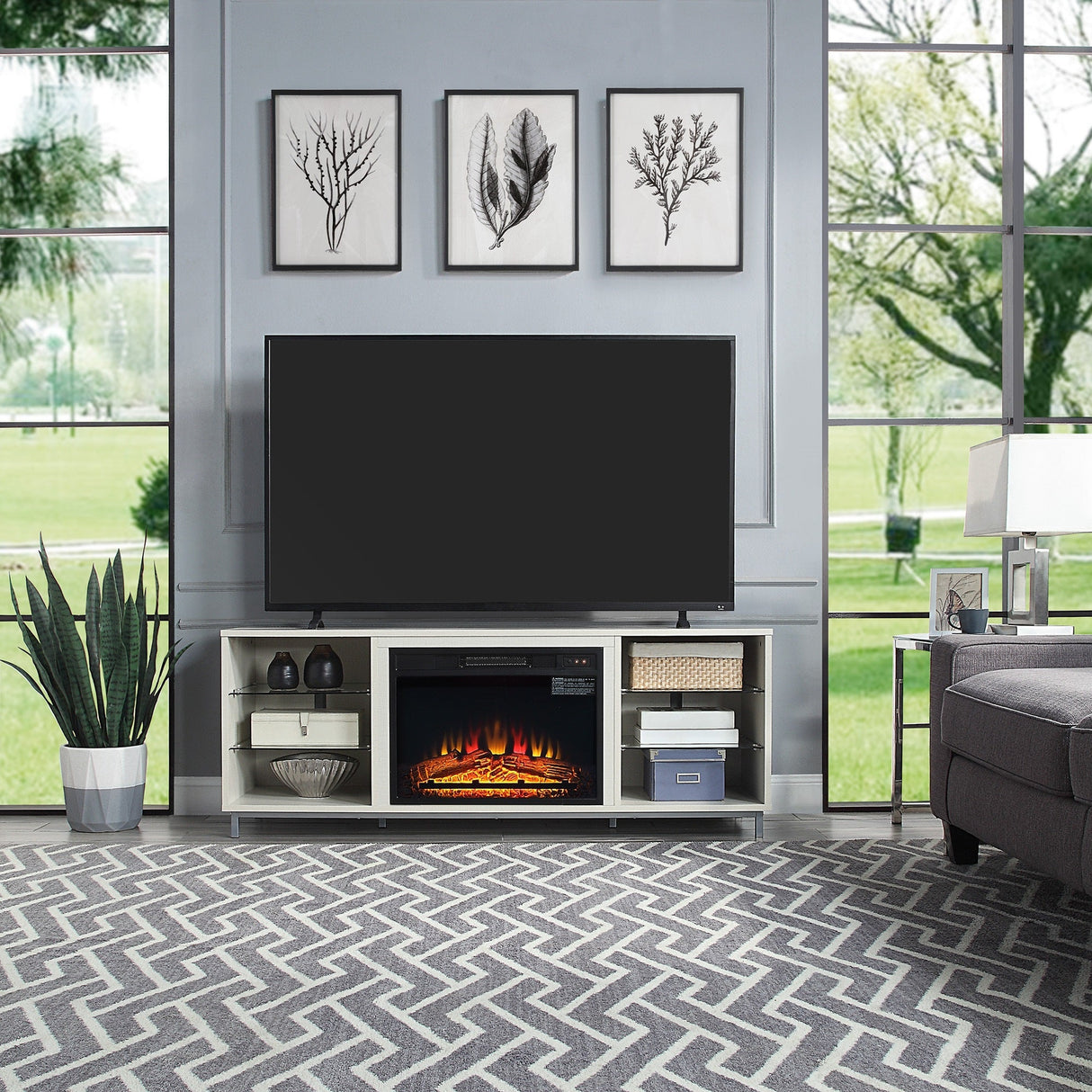 Brighton Fireplace in Beige by Manhattan Comfort at Eve Furniture