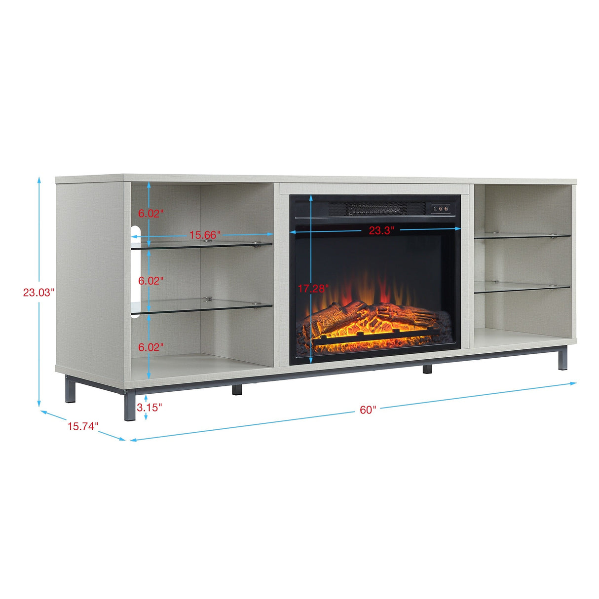 Brighton Fireplace in Beige by Manhattan Comfort at Eve Furniture