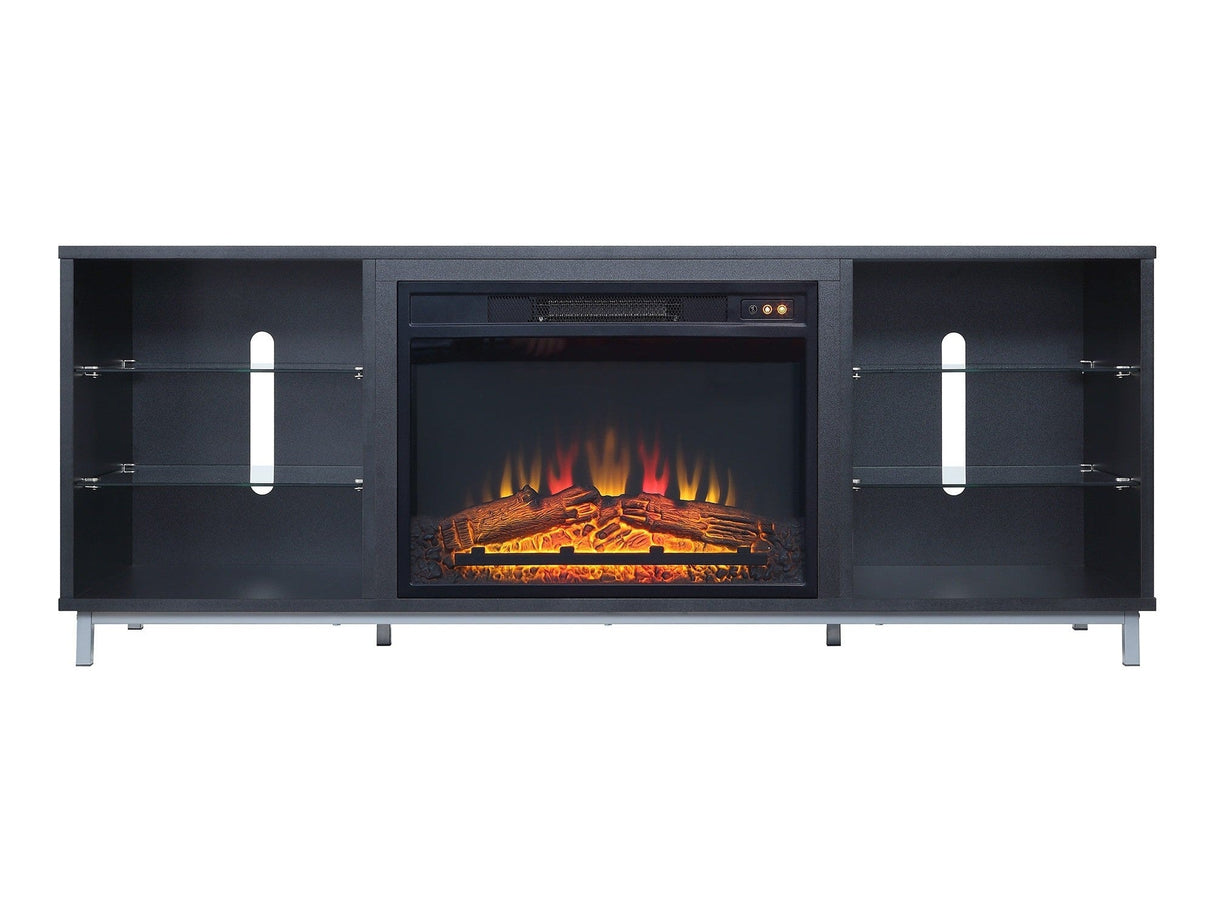 Brighton Fireplace in Onyx by Manhattan Comfort at Eve Furniture