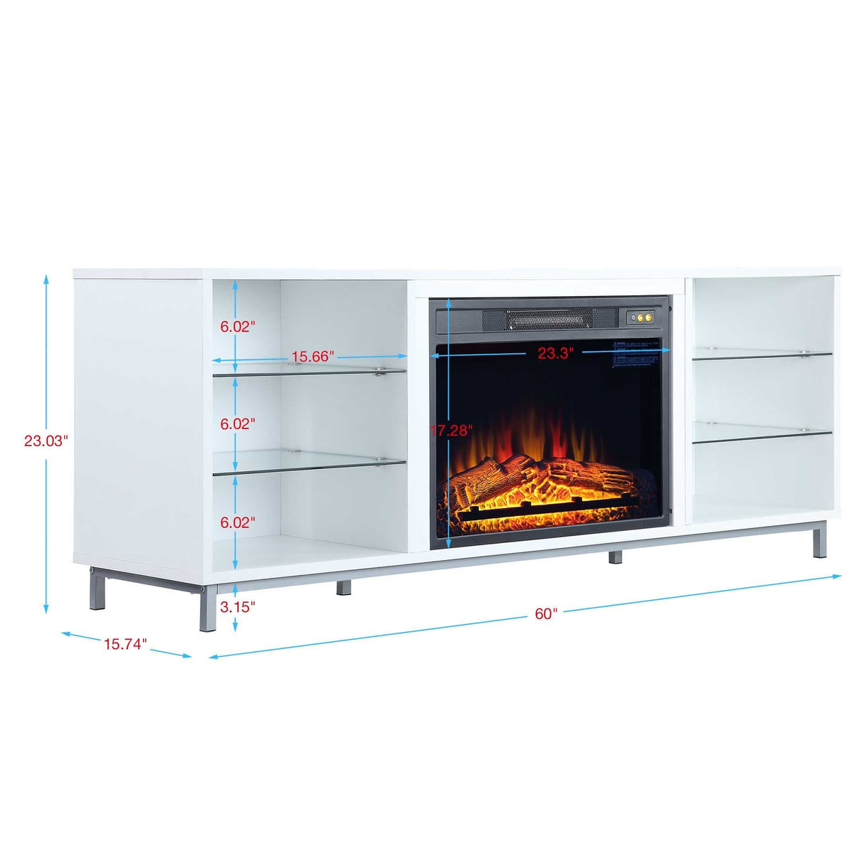 Brighton Fireplace in White by Manhattan Comfort at Eve Furniture