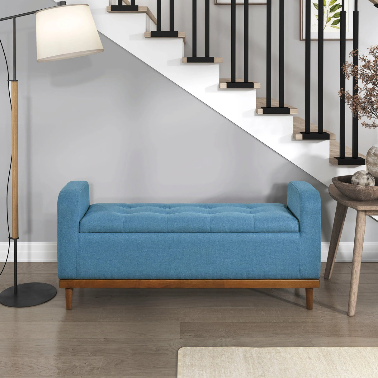 Brigitte Blue Lift Top Storage Bench by Homelegance at Eve Furniture