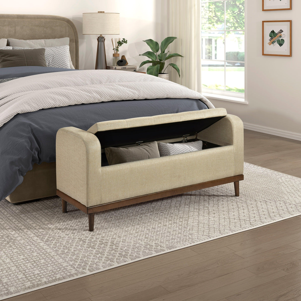 Brigitte Brown Lift Top Storage Bench by Homelegance at Eve Furniture
