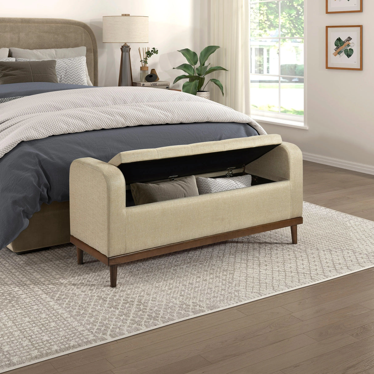 Brigitte Brown Lift Top Storage Bench by Homelegance at Eve Furniture