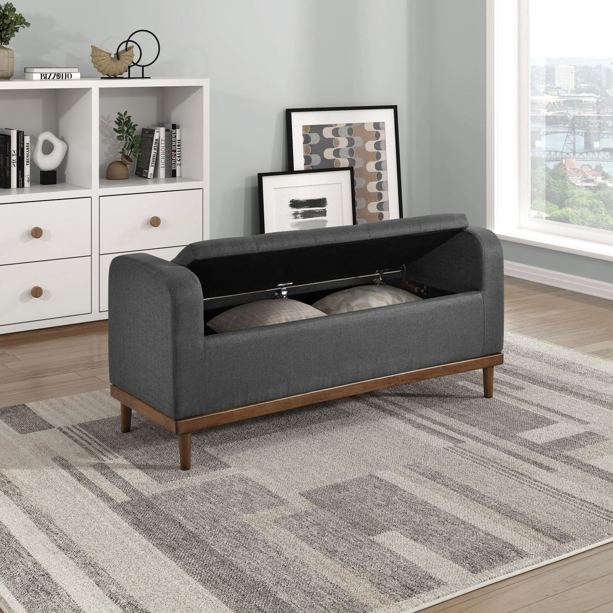 Brigitte Dark Gray Lift Top Storage Bench by Homelegance at Eve Furniture