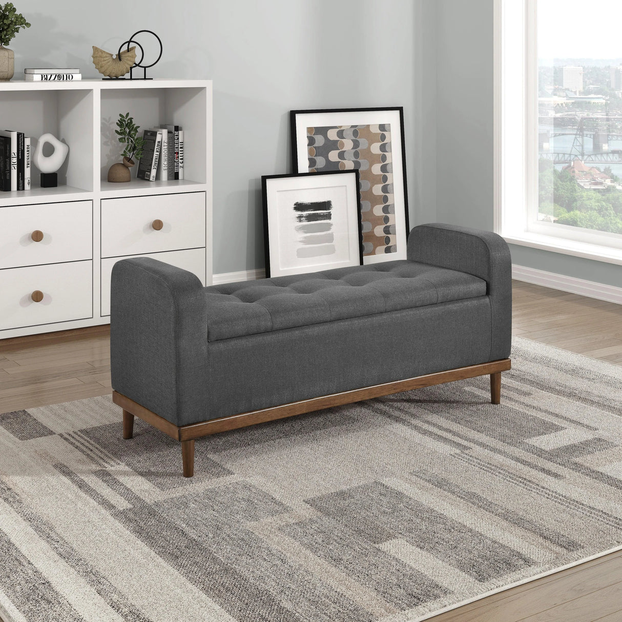 Brigitte Dark Gray Lift Top Storage Bench by Homelegance at Eve Furniture