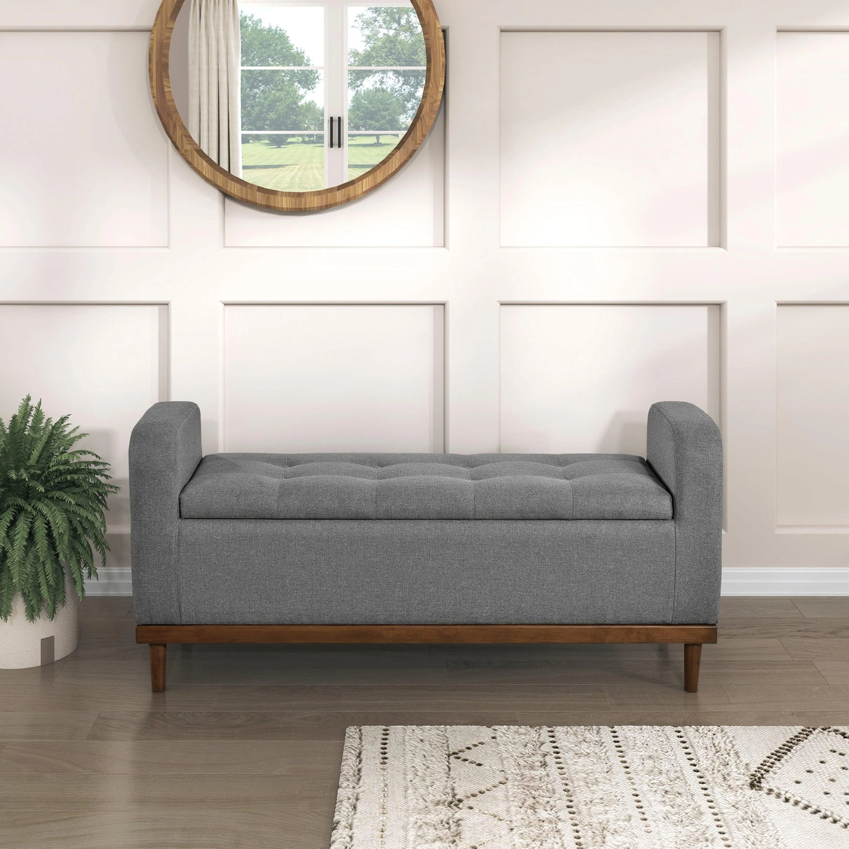Brigitte Gray Lift Top Storage Bench by Homelegance at Eve Furniture