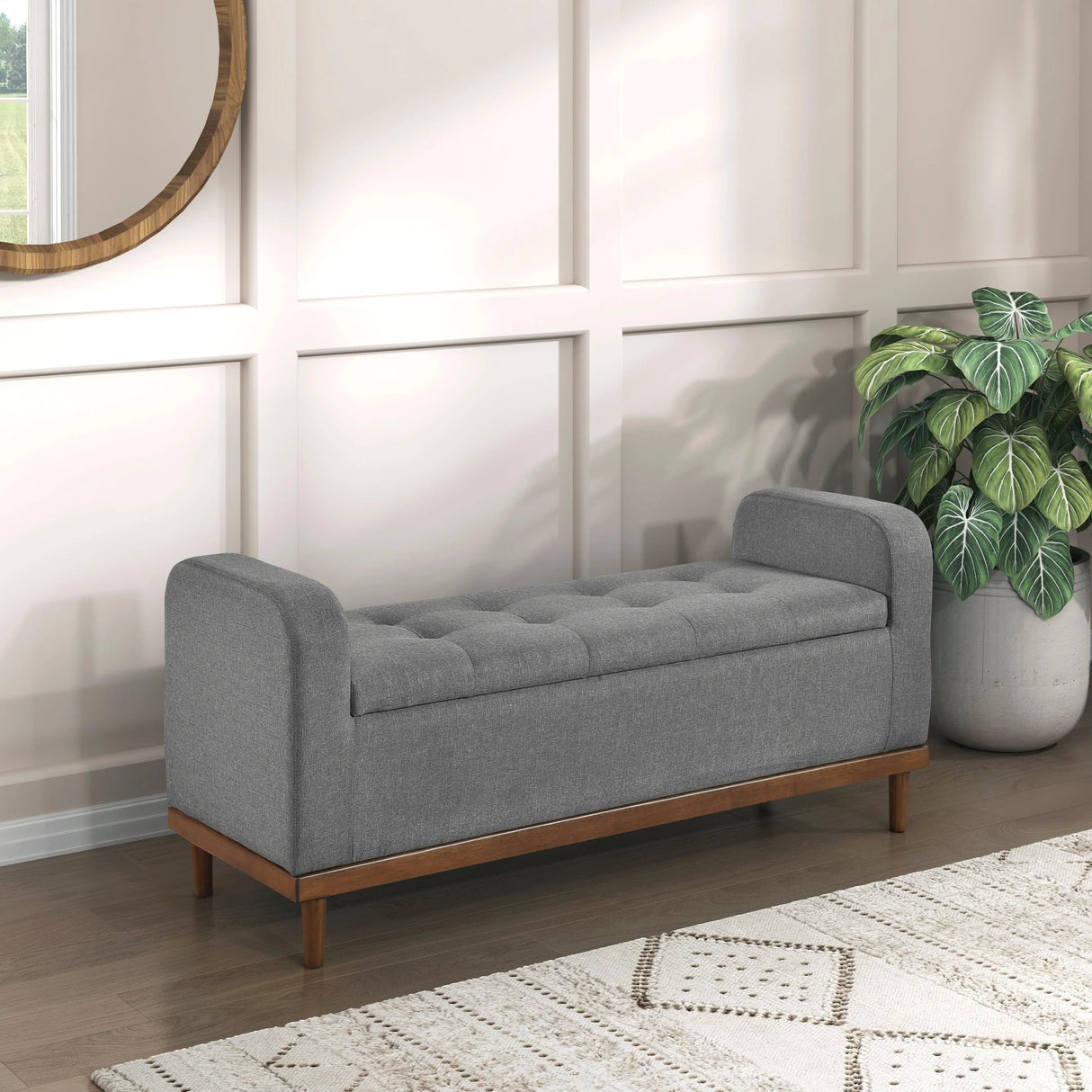 Brigitte Gray Lift Top Storage Bench by Homelegance at Eve Furniture