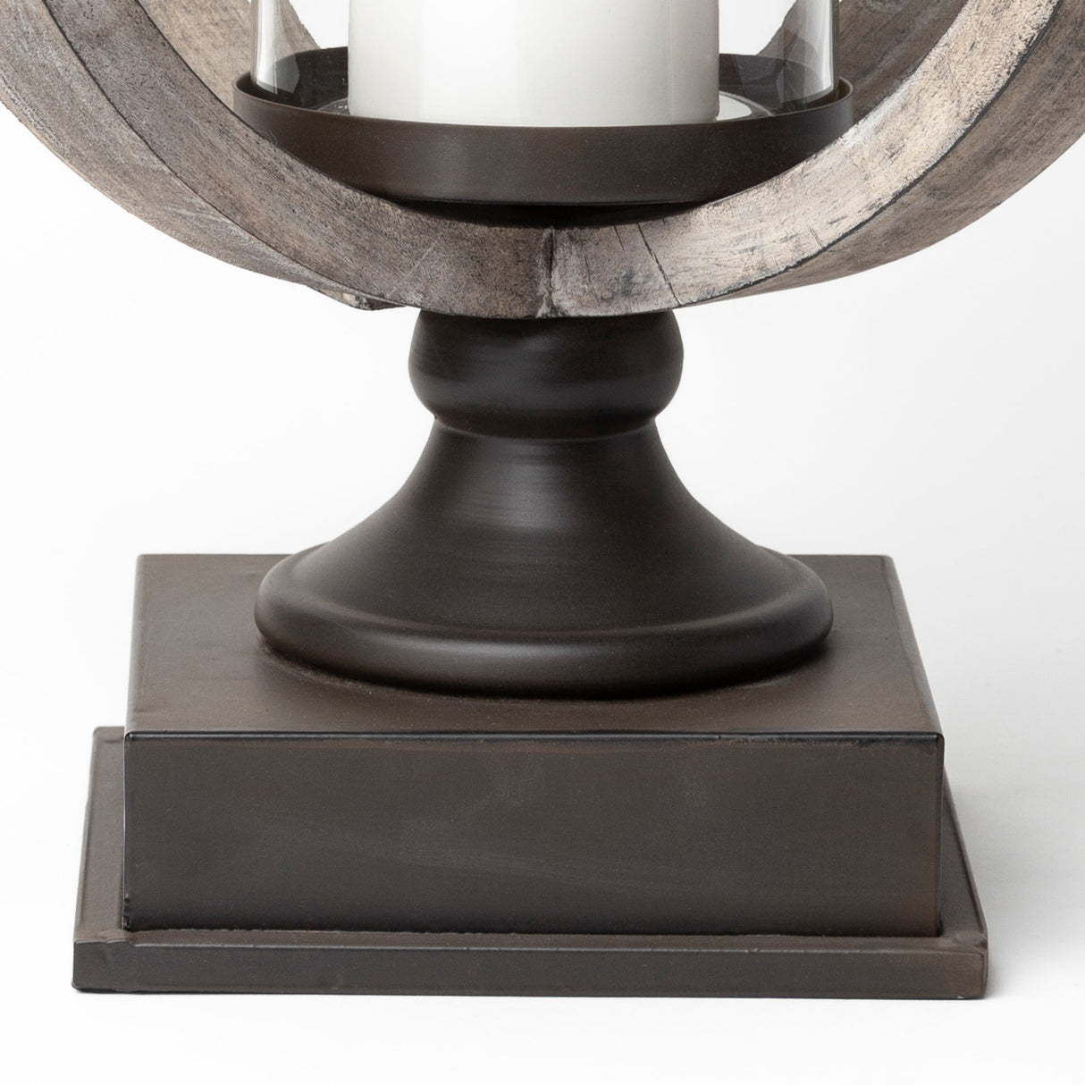 Brillion Large Rustic Wood Metal Table Candle Holder by Mercana at Eve Furniture