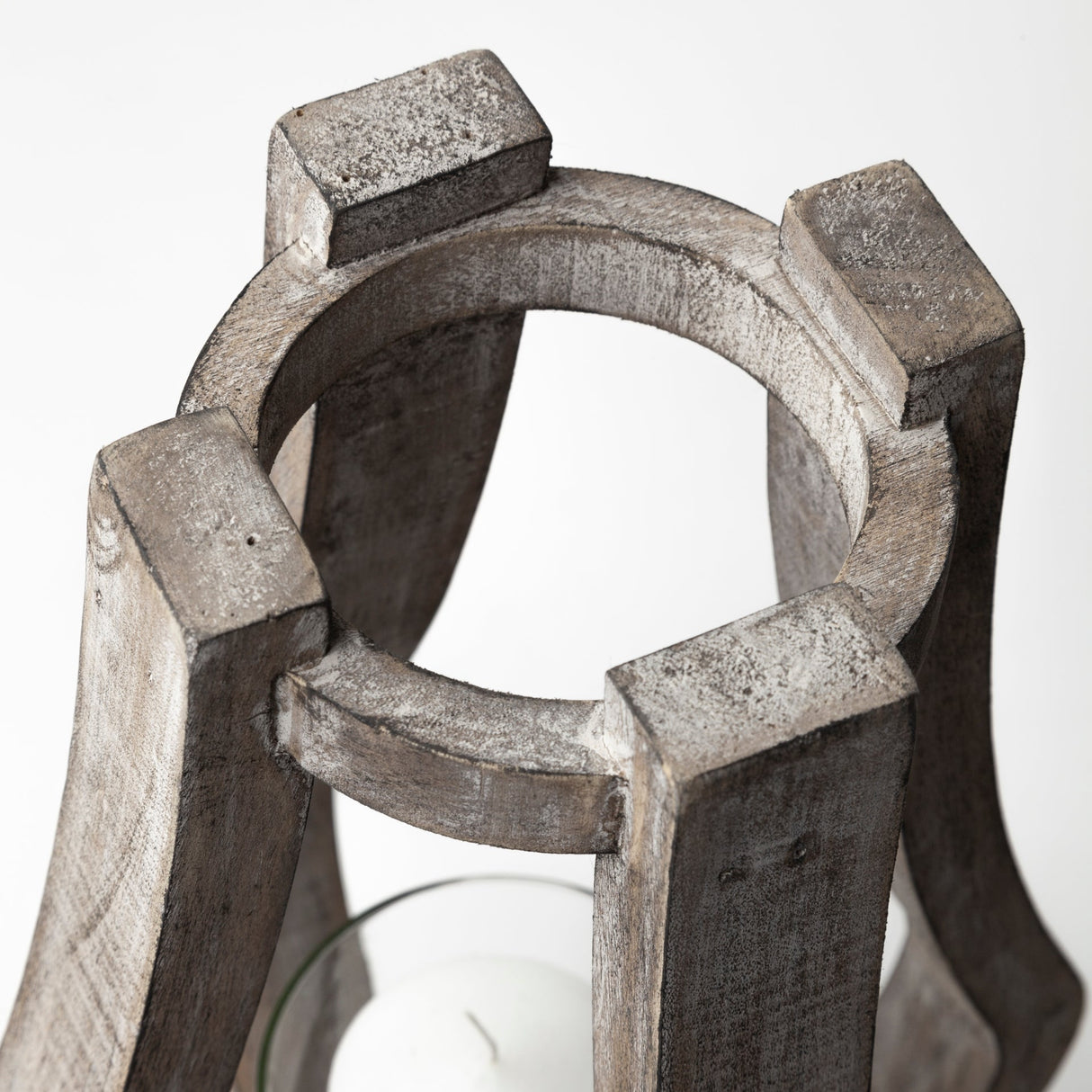 Brillion Small Rustic Wood Metal Table Candle Holder by Mercana at Eve Furniture