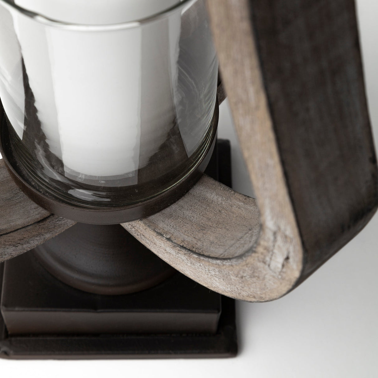 Brillion Small Rustic Wood Metal Table Candle Holder by Mercana at Eve Furniture