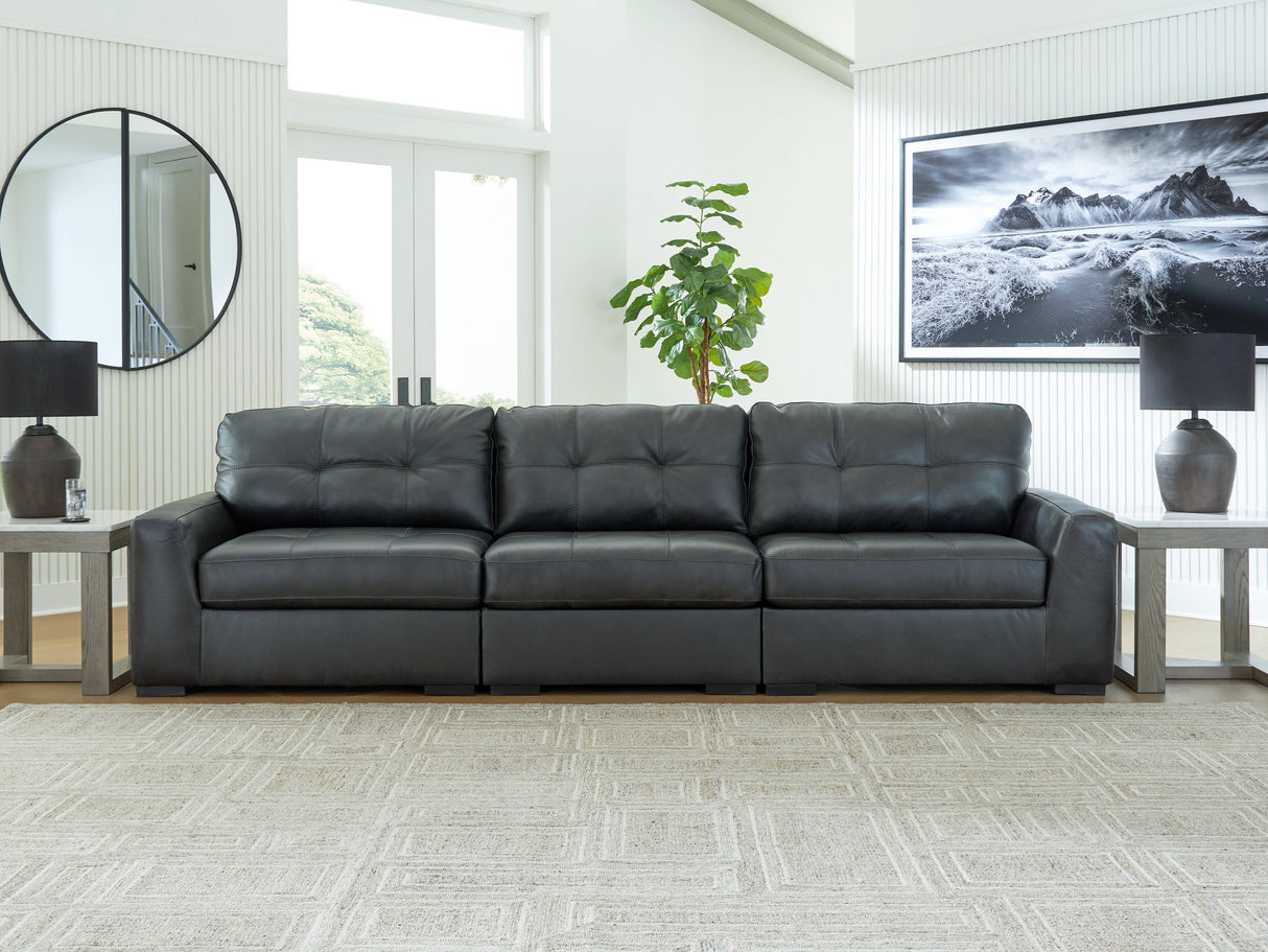 Brindley Pier Fog3-Piece Leather Modular Sofa by Ashley at Eve Furniture
