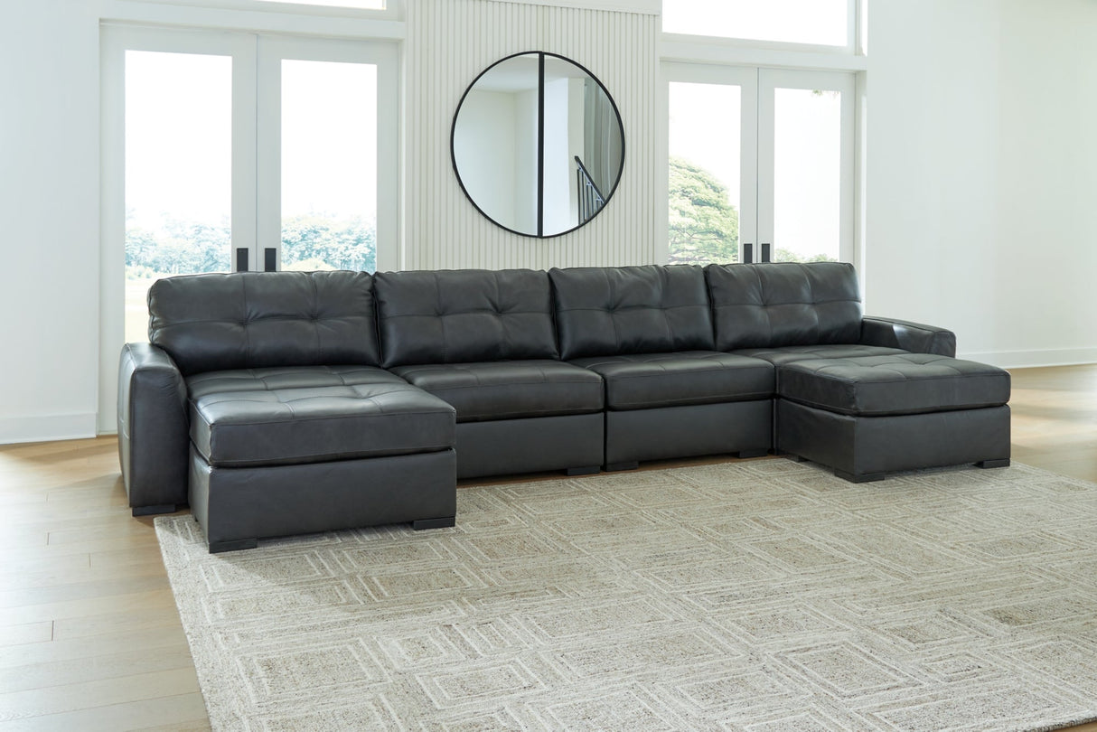 Brindley Pier Fog 4-Piece Sectional with Ottoman by Ashley at Eve Furniture