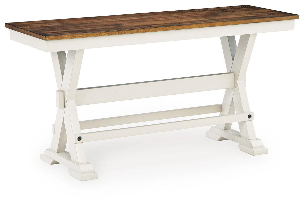 Brinfern Brown/Antique White Large Counter Height Dining Bench by Ashley at Eve Furniture