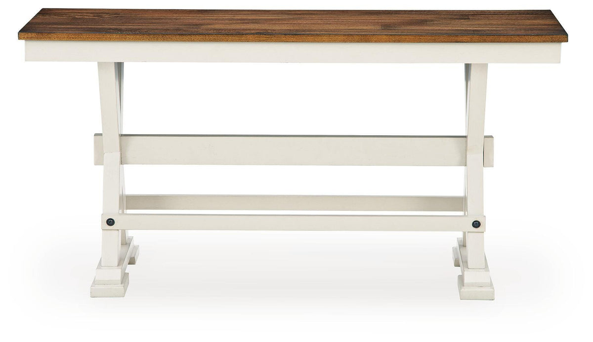 Brinfern Brown/Antique White Large Counter Height Dining Bench by Ashley at Eve Furniture