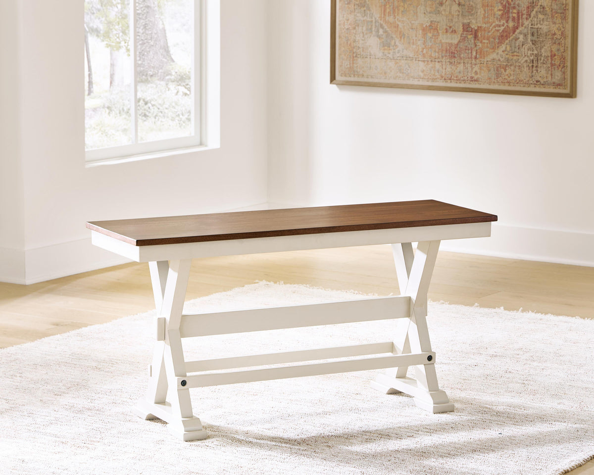 Brinfern Brown/Antique White Large Counter Height Dining Bench by Ashley at Eve Furniture