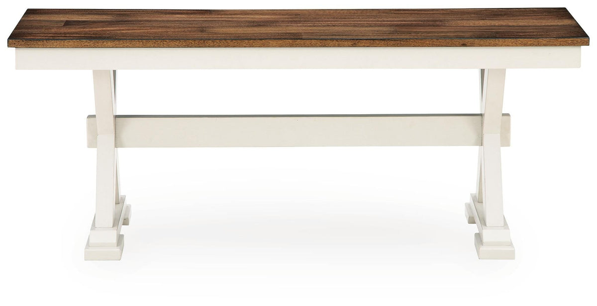 Brinfern Brown/Antique White Large Dining Room Bench by Ashley at Eve Furniture