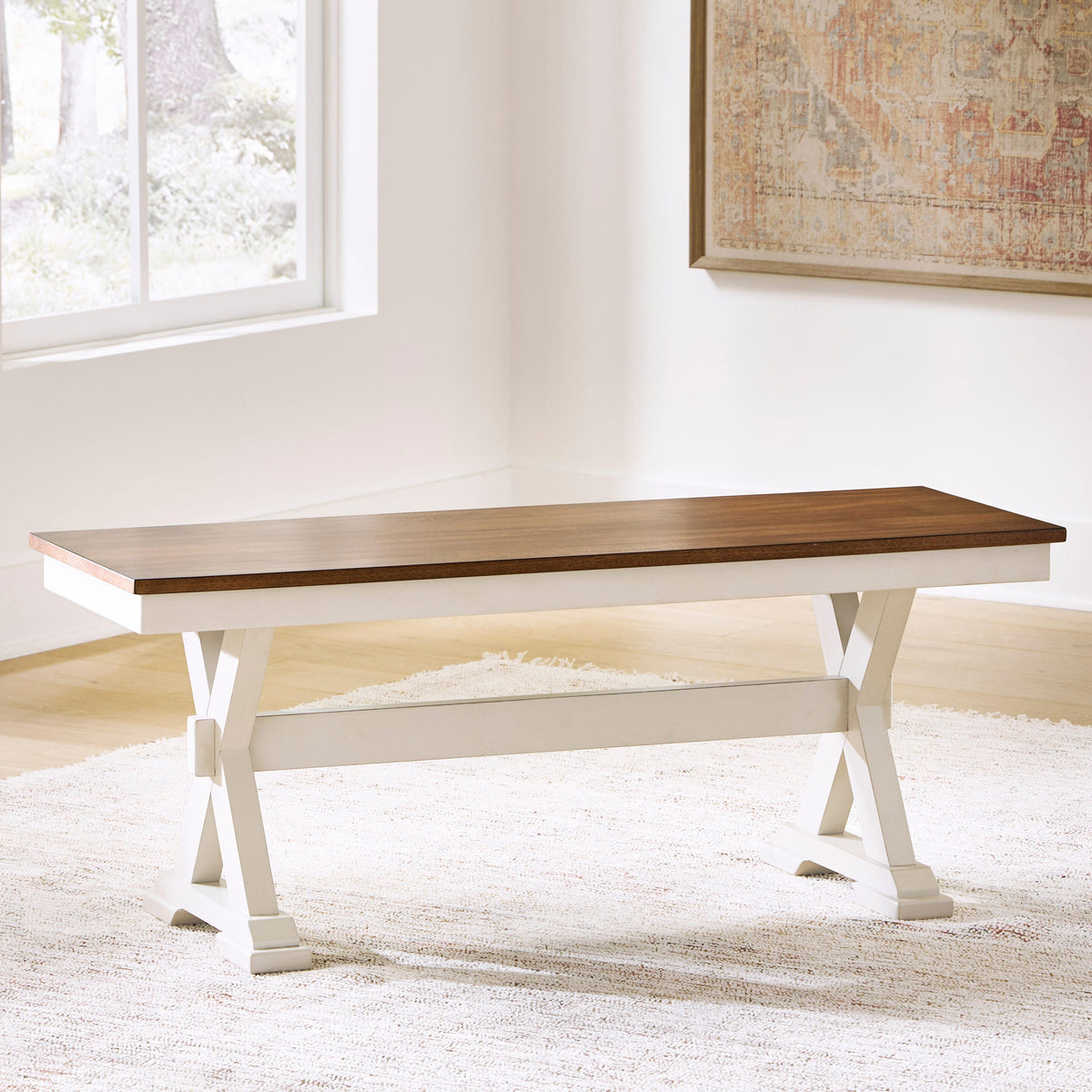 Brinfern Brown/Antique White Large Dining Room Bench by Ashley at Eve Furniture
