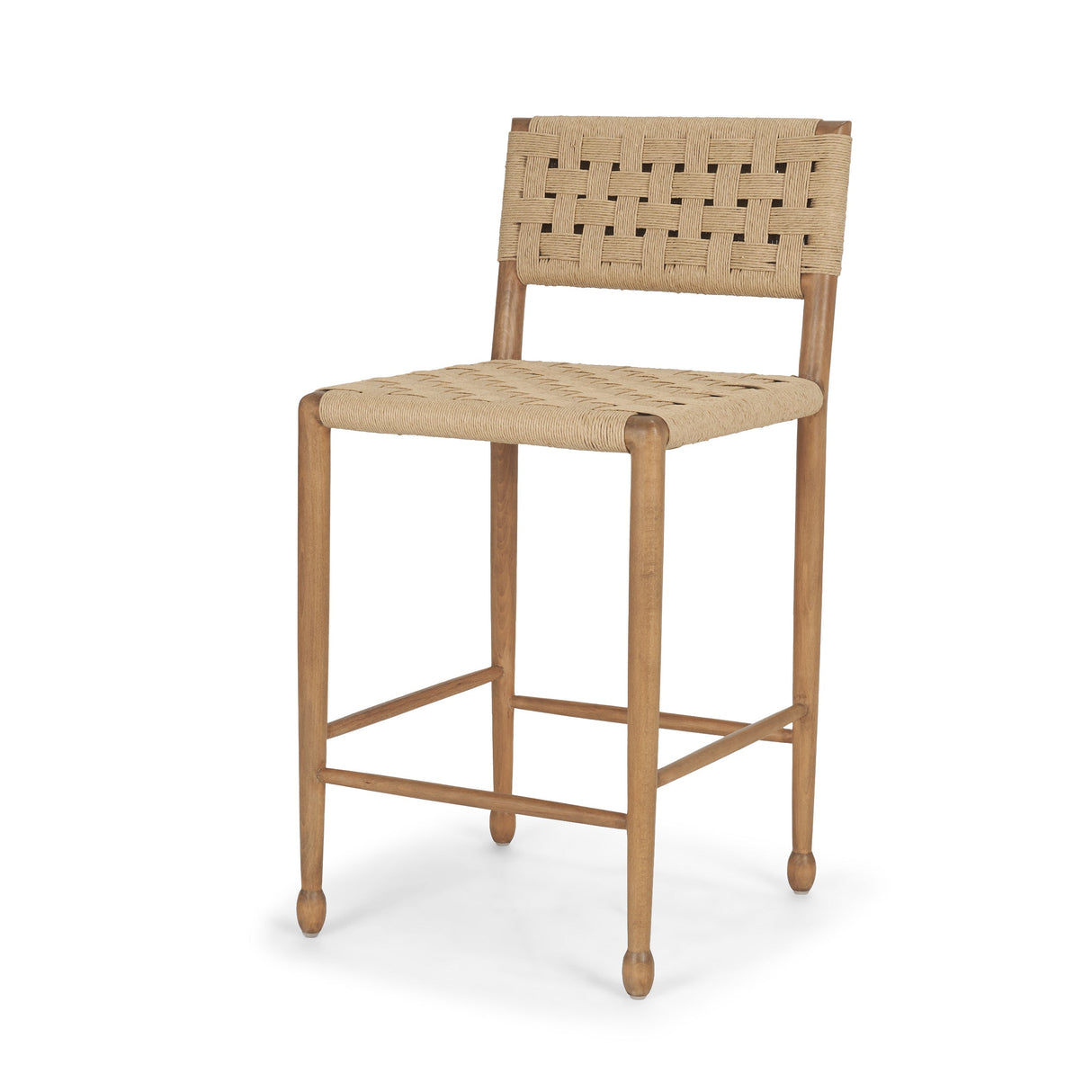 Brinley Woven Paper Rope w/ Brown Wood Frame Counter Stool by Mercana at Eve Furniture