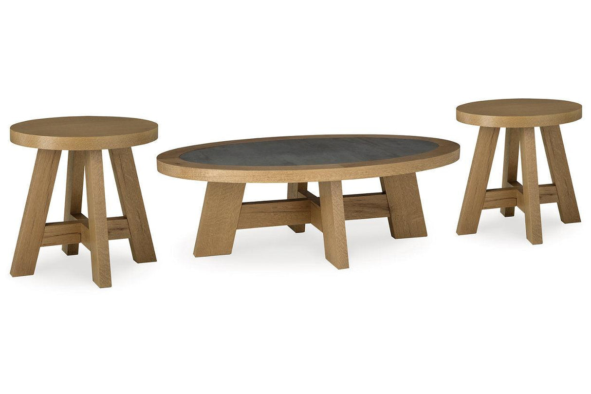 Brinstead Light Brown Coffee Table and 2 End Tables by Ashley at Eve Furniture