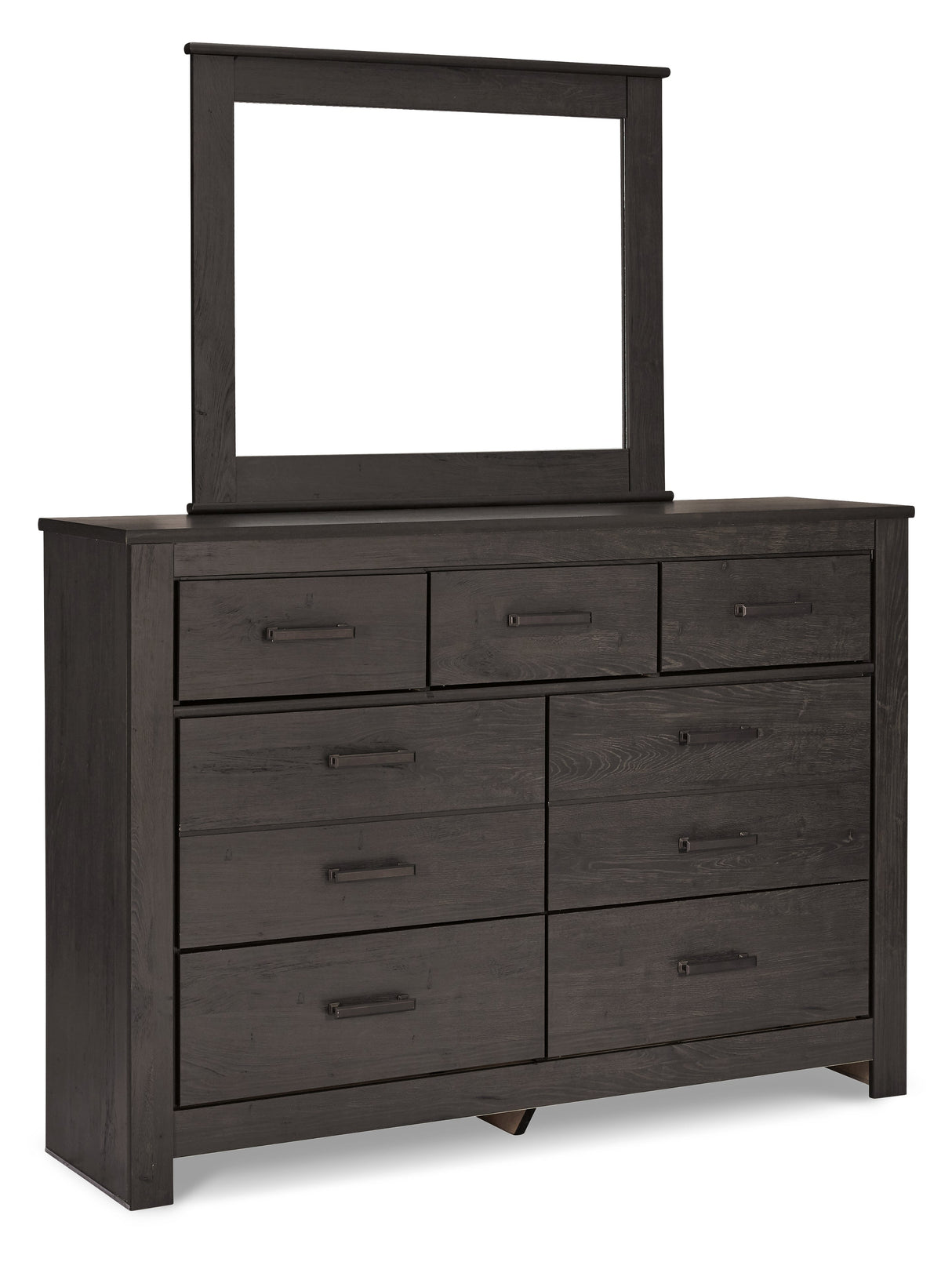 Brinxton King/California King Panel Headboard Bed with Mirrored Dresser and Chest in Charcoal by Ashley at Eve Furniture