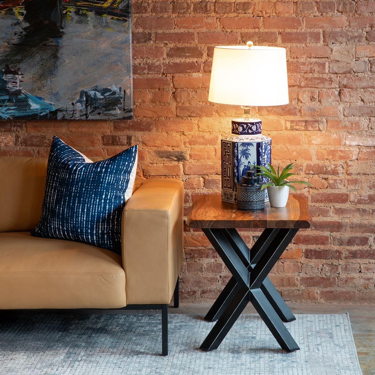 Brisbane 26" Side Table in Natural Sheesham Wood and Iron by Home Trends & Design at Eve Furniture