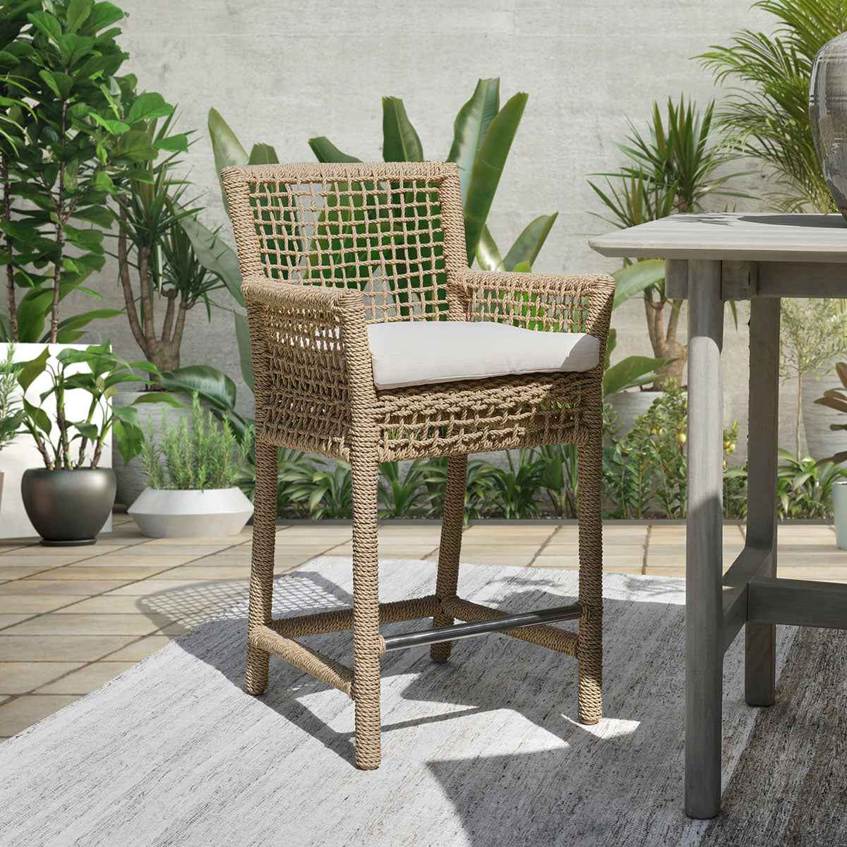 Brisbane Natural Outdoor Counter Stool by Classic Home at Eve Furniture