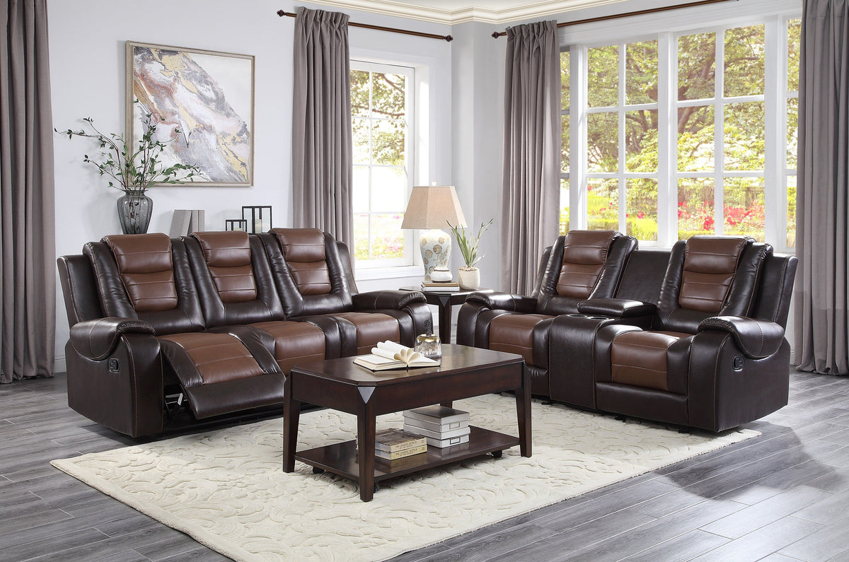 Briscoe Brown 2-Piece Double Reclining Set by Homelegance at Eve Furniture