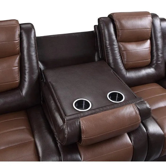 Briscoe Brown Double Glider Reclining Loveseat with Center Console by Homelegance at Eve Furniture