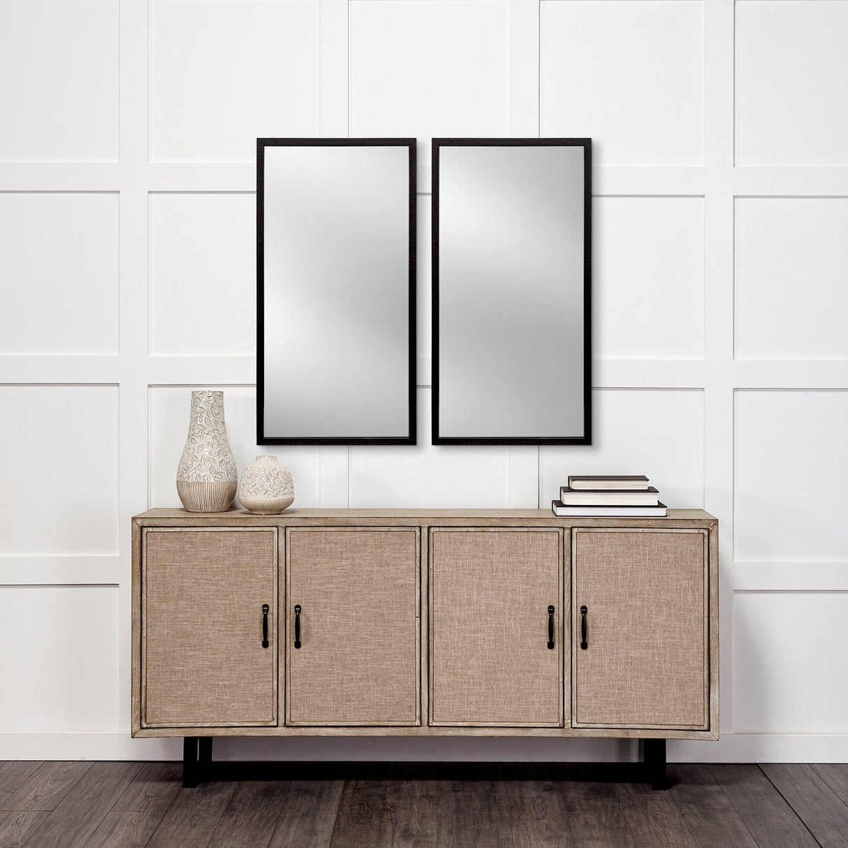 Bristol Black 20x40 Faux Wood Frame Bathroom Vanity Mirror by Mercana at Eve Furniture