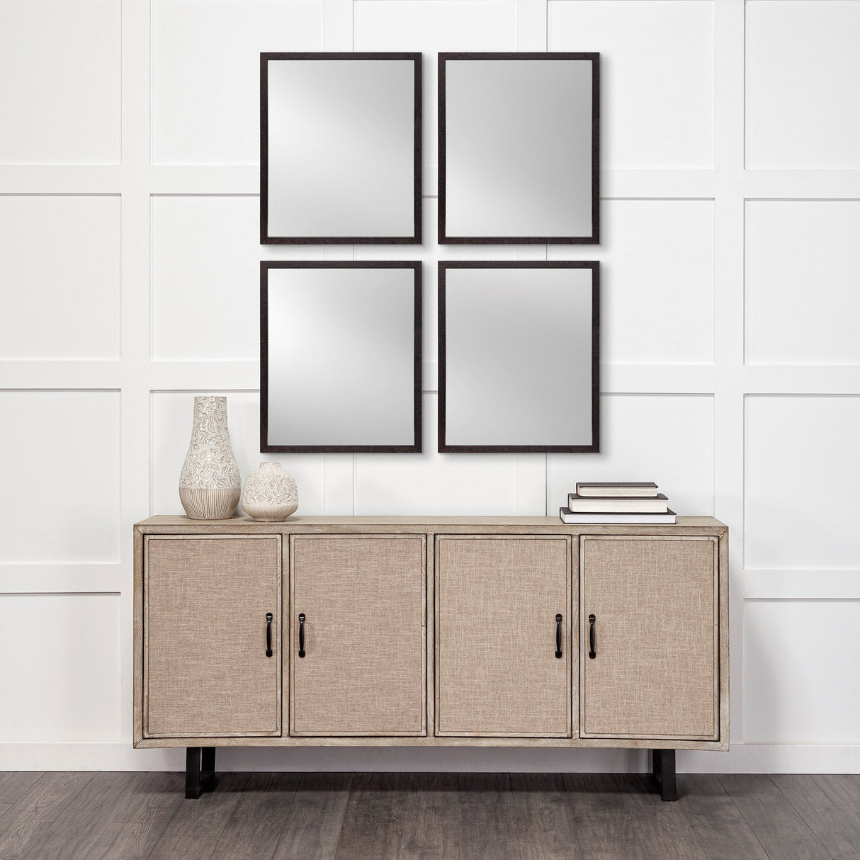 Bristol Black Faux Wood Frame Bathroom Vanity Mirror by Mercana at Eve Furniture