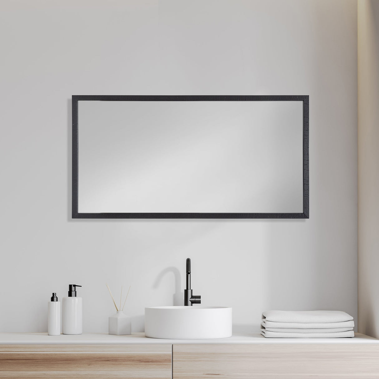 Bristol Espresso 20x40 Faux Wood Frame Bathroom Vanity Mirror by Mercana at Eve Furniture