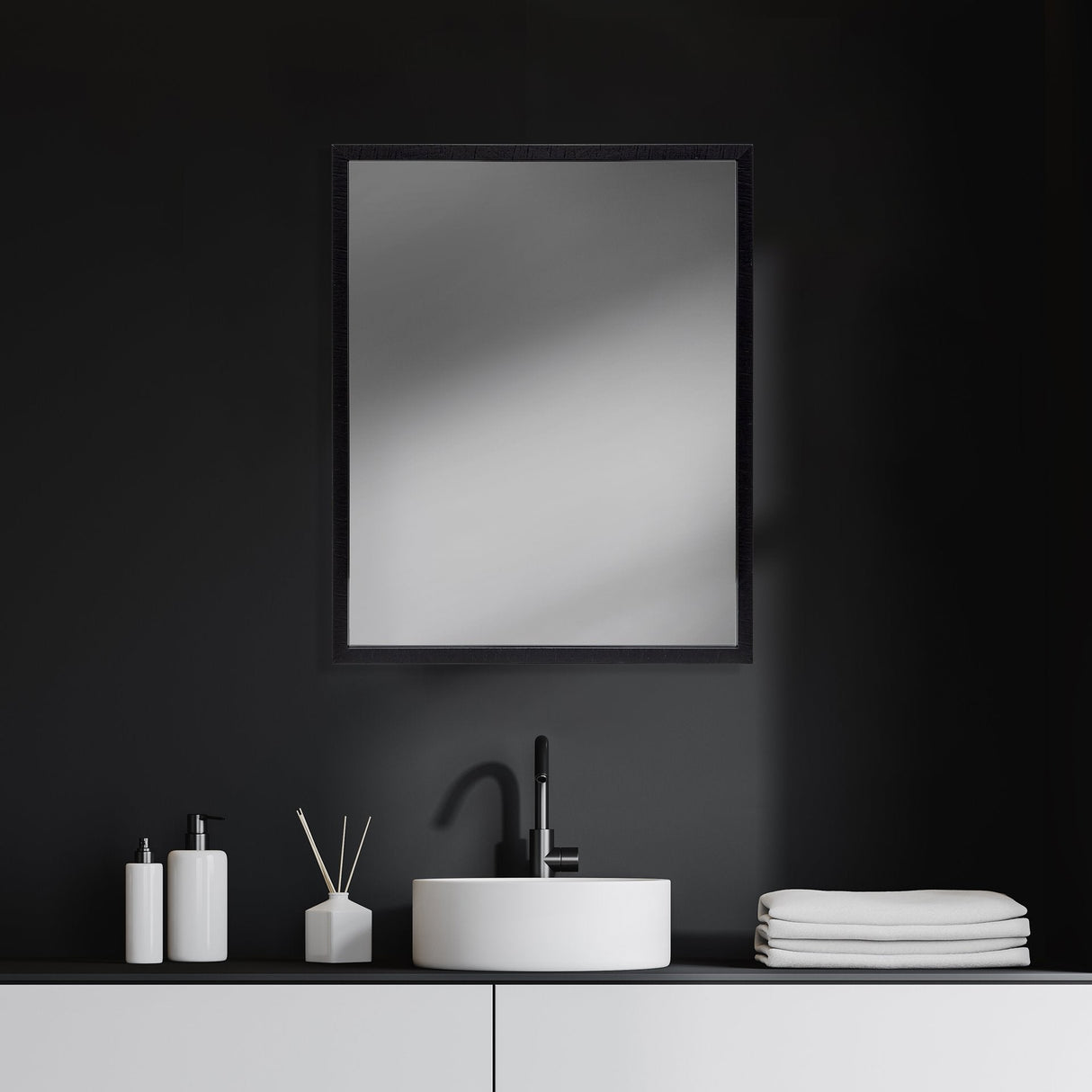 Bristol Espresso 24x30 Faux Wood Frame Bathroom Vanity Mirror by Mercana at Eve Furniture